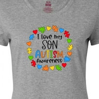 Inktastic обичам сина си информираност за аутизъм женска тениска