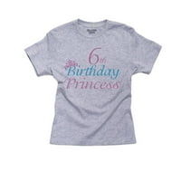 6-ти рожден ден принцеса Тиара Корона парти розово момче младежки сива тениска