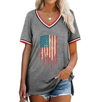 4 юли ризи жени небрежни разхлабени американски флаг парти върхове v-образни графични тийнейджъри с къс ръкав тениски върхове четвърти юли ризи тоалети за жени