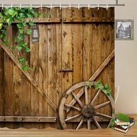 Фермерска плевня врата душ завеса селски реколта фермерска къща каюта гараж дървена дървесина баня на открито декорация завеси