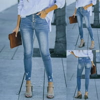 Женски кльощави дънки Модни панталони с висока талия
