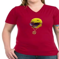 Cafepress - Power Rangers Yellow Ranger Женска тениска с деколте - женска тъмна тениска с V -образно деколте