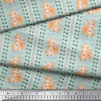 Soimoi Green Silk Fabric Paw Print & Rabbit Kids Fabric отпечатъци по двор