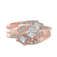 Бижута диамант комплект женски сватбен годежен пръстен злато розово злато имитация на диамантен цирконов пръстен