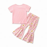 Комплекти за тоалет за малко дете за тийнейджъри памук бебе момиченце от печат с дълъг тениски с къс ръкав пламва панталони летни детски дрехи костюм