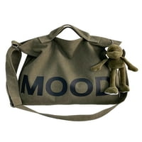 Glonme Mens Рамо чанта с голям капацитет на тотални букви Печат трайно платно Crossbody Bags Zipper Мъже леки вътрешни джобове сгъваеми регулируеми каишки Армия зелено