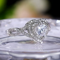 Kukoosong Day Day Gifts Fashion Love Diamond Fashion Creative Heart във формата на сърце пръстени за бижута за жени сребро