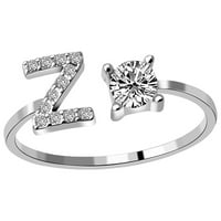 Cara Lady Модни отварящи букви Диамантен пръстен Жени бижута букви пръстен сребро