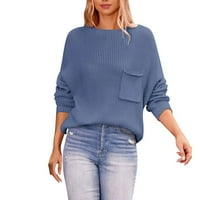 Pimfylm дамски пуловер пуловери плетене на една кука пуловери пуловери с дълъг ръкав синя l