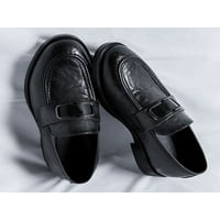 Sanviglor мъже рокли обувки Slip on Flats Business Leather Shoe Office Casual Comfort Loafers Неплъзгащи официални черни 9.5