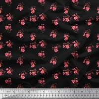 Соимои черен памучен памук Voile листа и Periwinkle Floral Decor Fabric Printed Yard Wide