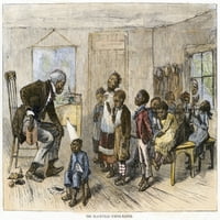 Начално училище, 1879. Нан афро-американско начално училище в селския юг, 1879. Съвременна американска гравиране на дърво. Печат на плакат от