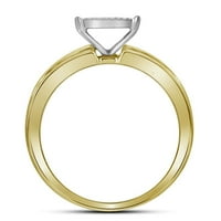 Женски и мъжки солидни 10kt жълто злато неговото кръгло диамантен квадрат двойки съвпадащ сватбен пръстен cttw Размер на пръстена 7