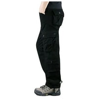 EcqKame ​​Мъжки с директно разположени стрии панталони твърди мултичкови гащеризони от измити гащеризони на открито панталони панталони черен l Продаване на клирън?