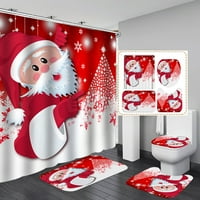 Коледни комплекти за завеси за душ с килими Дядо Коледа Клаус Завеса за водоустойчива баня комплект с куки тоалетна капак на корицата за баня