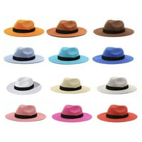 Unise Panama Hat Straw Sun Hat Wide Brim Hat Summer Beach Hat Fedora Trilby Hat Sun Protection Hat for Men Women Upf50