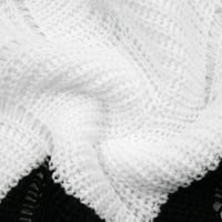 Жени зимно палто филцова вълна жилетка за жени цветни блок плетани дрехи Crewneck Stripe Pullover пуловери джъмпер върхове дълги жилетки за жени