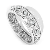 CT Moissanite Band Ring, Celtic Gold Band Ring, Moissanite Bridal Band Ring, дизайнерски лентов пръстен за жени, Sterling Silver, US 6.50