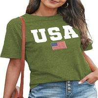 Тениска от тениска на тениска на тениска с тениски удобни летни върхове жени ежедневни празнични тени тъмно зелено l