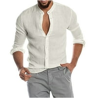 Риболов на риболов на YIEVOT за мъже V-образно бяло xxl клирънс Модни блузи и ризи с копче с дълъг ръкав тениска солидна блуза