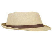 Панама стил Fedora Straw Sun Hat с кожен колан, естествен SM