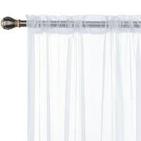 Goory Window Posttain Pock Pocket Sheer Voile Clear Основни панели за завеси Дългият домашен декор Уайт 2pc-W: 20 H: 51