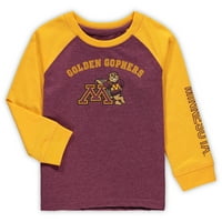 Малко дете колсеум Хедър Maroon Minnesota Golden Gophers с дълъг ръкав тениска Raglan