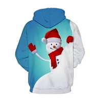 Cuhas зимни качулки за мъже Коледна модна печат свободен и wo тънък пуловер Суичър Качулка Сини 3x