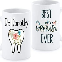 Зъболекарска чаша за кафе, най -добрата зъболекарска флорална чаша, забавна персонализирана зъболекарска чаша по поръчка на зъболекарска чаша за кафе, зъбна керамична чаша, зъболекарски чаши за мъже жени,