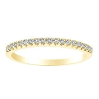 0. Карат кръгла форма бяла естествена диамант половин вечност сватбена лента пръстен 18k твърд жълт златен пръстен Размер-5