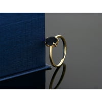 Gem Stone King 10k Жълто злато черен ониан за годежен пръстен за жени за жени