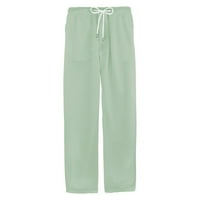 Гувпев еластична талия за мъжки небрежни пижами джогинг йога панталони памучно бельо - зелено m