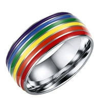 Ring Pride Gay JewelryRainbow Enamel Rings Обещайте титан декоративна декорация на ръцете