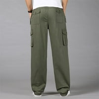 Мъжки памук плюс размер джобни плътни еластични панталони на талията Общи панталони Класически дърводелски панталони A XL
