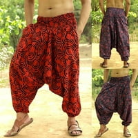 Мъже Африкански небрежни разхлабени панталони с широки крака йога индийски торбисти цигани харем панталони