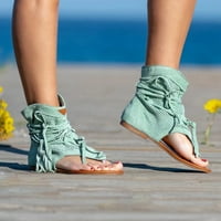 Жени сандали sawvnm жени момичета ретро бохемски сандали за пискюли римски плажни обувки празничен подарък