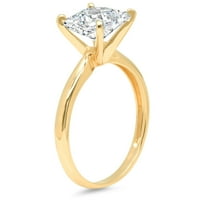 CT Princess Cut Clear Simulated Diamond 18K Yellow Gold Anniversary Andagement Ring Size 4.25