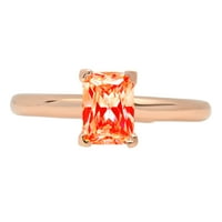 CT Brilliant Emerald Cut Clear Simulated Diamond 18K Rose Gold Politaire Ring SZ 8