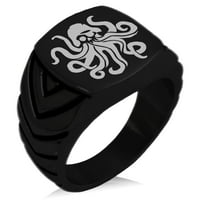 Неръждаема стомана Kraken Octopus Pirate Skull Schevron Pattern Biker стил полиран пръстен