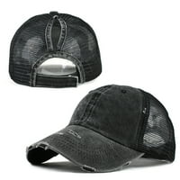 Слънчева шапка за мъже жени унизис летен стил Ponytail Messy Buns Trucker Plain Baseball Cistor Cap Unise Hat Black