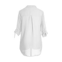 Женски ежедневен дълъг ръкав блуза хеджиране на твърди ризи с V-образно деколте