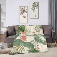 Тропическо растение цветна шаблон за хвърляне на одеяло, леко уютно одеяло за меко хвърляне на дивана, 80 x60 хвърлете одеяла за леглото