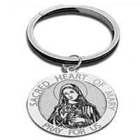 Свещено сърце на Мери религиозен гравируем ключов кръг - сребро на стерлинги