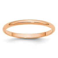 14K Rose Gold Plain Classic Dome Wedding Band Ring Size 9.5
