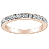 Карат кръг отрязал бял естествен диамант Половин вечен сватбена лента пръстен в 14k твърд розов златен пръстен Размер-5.5