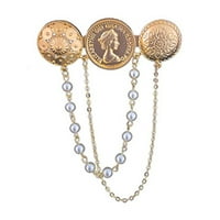 Jaspee Pearl Charm Lady Gifts Brooch Brooches дълги вериги декорации реколта нов стил Tassel Fashion Gold Queen's Head Versend