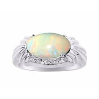 *Rylos просто елегантен красив Opal & Diamond Ring - октомврийски роден камък*