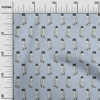 OneOone Polyester Lycra Light Greyship Blue Racoon Animal Ressing Mattery Fabric Print Fabric от двора