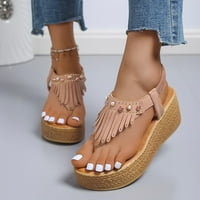 Honeeladyy сандали за баня лято нова риба уста ретро клин пета платформа сандали женски римски обувки