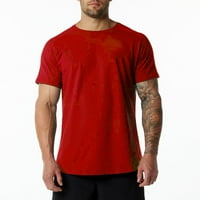 Мъжки ризи Лятна ежедневна солидна цветна кръгла шия с дълъг ръкав тънък прилягане младежка тениска